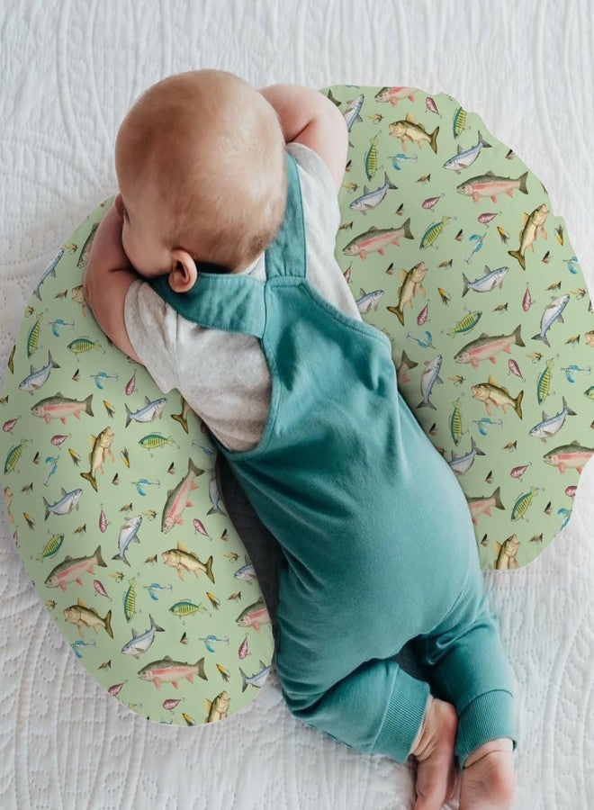 ZoUbqchY Fishing Baby Nursing Pillow Covers for Boy Girl Freshwater Fishes Lures Nursing Slipcovers for Breastfeeding Pillows Soft Stretchy Lake Outdoors Fishing Lovers Gift Removable Cover for Newborn Infant - Image 2